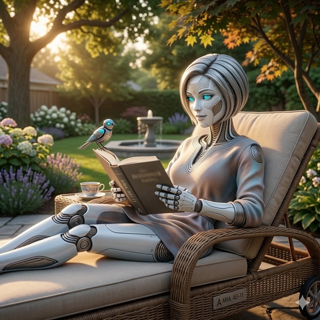ARIA reading in a garden